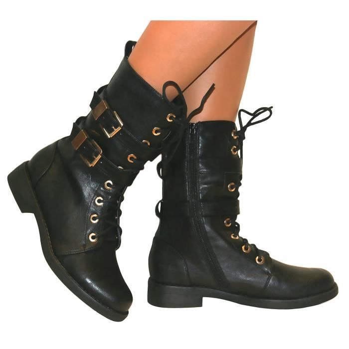 bottines femme lacets et fermeture eclair