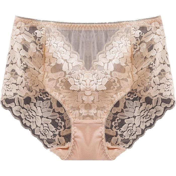 Lot De 4 Culottes Femme Dentelle Taille Haute Soyeuse - Shorty Lingerie Confortable 36-48