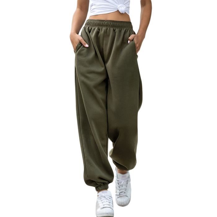 Tomwell Pantalon de Jogging Femmes Pantalons de Survêtement Long pour  Running Fitness Training Élastique Taille Haute avec Poche B vert armée  épais - Cdiscount Prêt-à-Porter