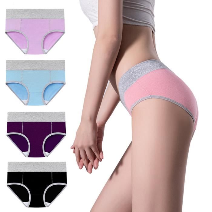 Lot de 6 Slips Femme en Coton Culotte Ventre Plat Culotte Taille Haute  femmes Culottes Souples Extensibles Sous-vêtements Rose - Cdiscount  Prêt-à-Porter