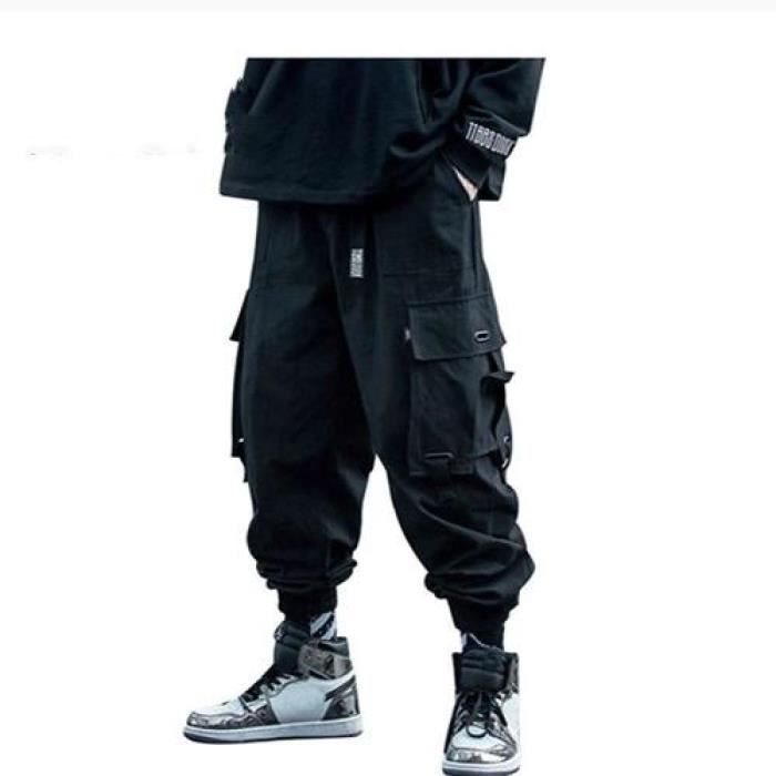 Pantalon Cargo noir hommes Hip Hop automne sarouel Streetwear
