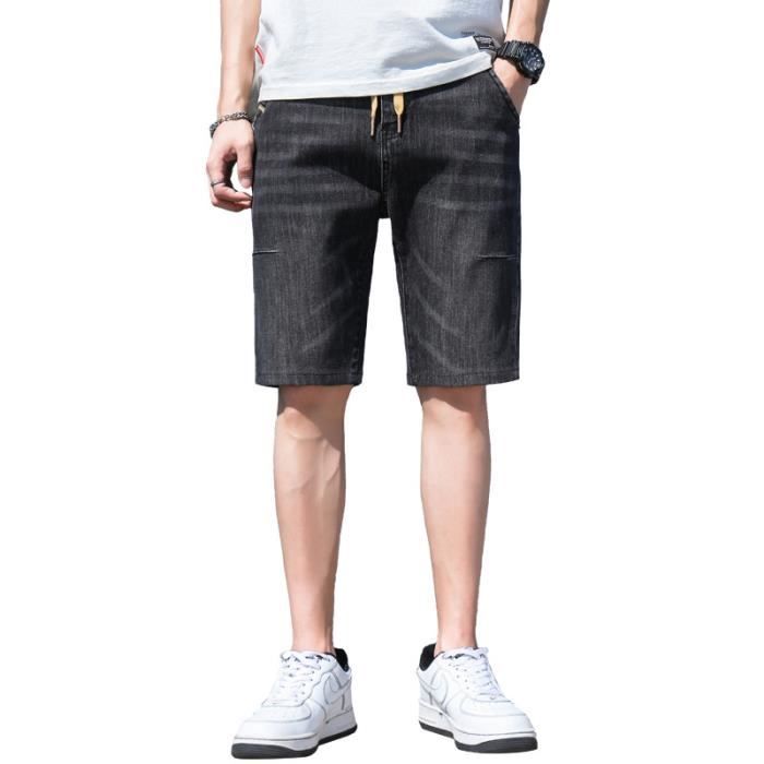 Short jean noir discount homme