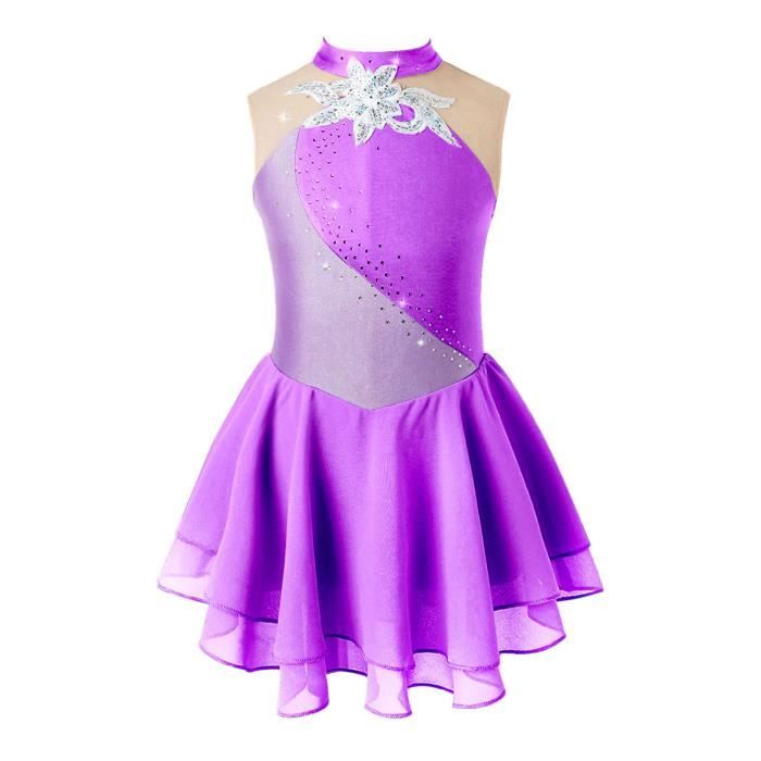 Robe De Danse Fille Strass - Justaucorps Patinage, Ballet, Jazz, Compétition, Polyester élasthanne, Taille 5-16 Ans - 2