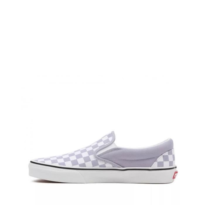 Basket Vans Checkerboard CLASSIC SLIP ON - Réf. VN000XG8ARV1. Couleur : Violet, Blanc. Détails. - Tige basse en toile avec imprimé