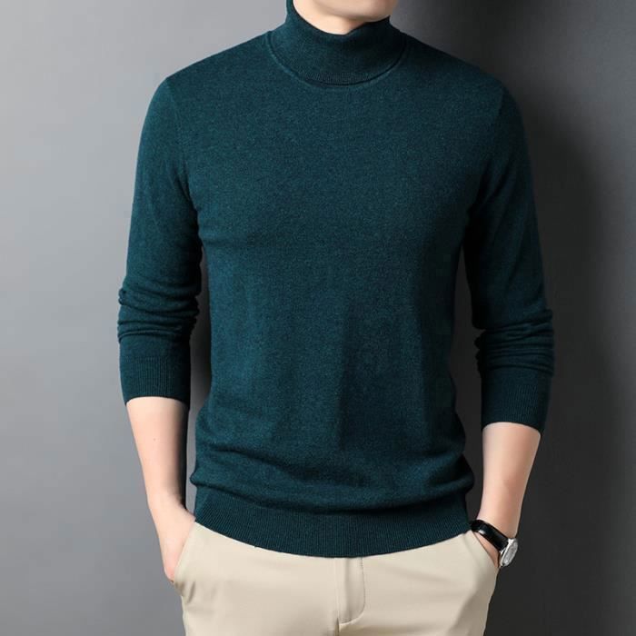 T-shirt Homme Col Roulé Manches Longues - Coupe Slim - Mélange Polyester/coton - Neuf Sans étiquette