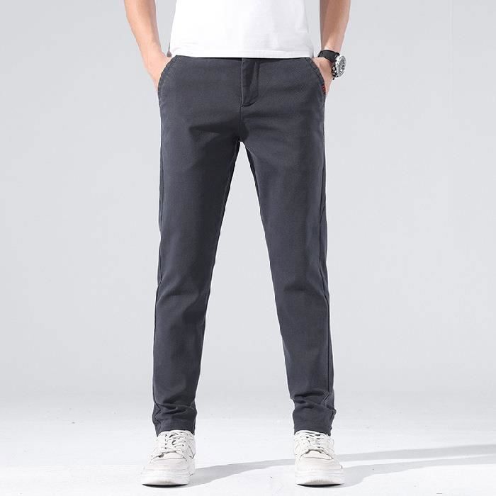 Pantalon Chino Homme Perk - Taille 33x32 - Gris Clair - Coupe Slim Stretch - Pour Bureau Et Ville