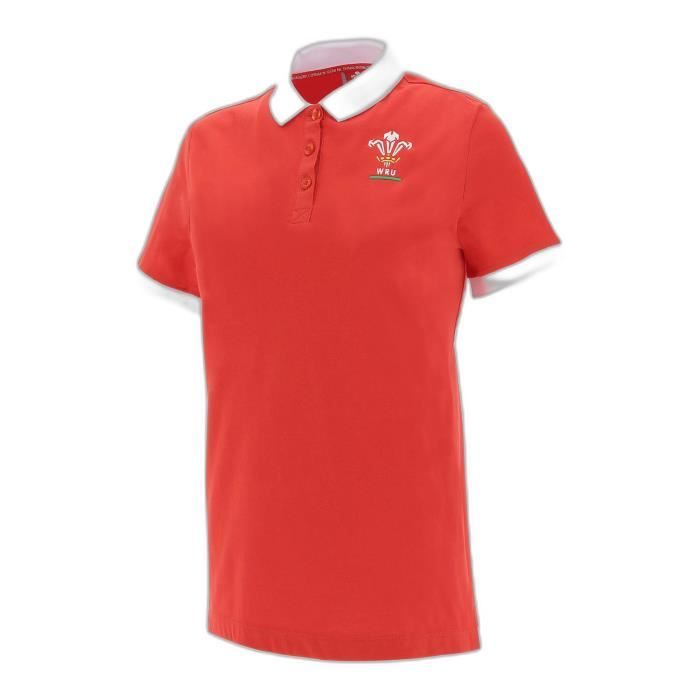 Polo femme Rugby XV Pays de Galles Merch CA LF - Rouge/Blanc