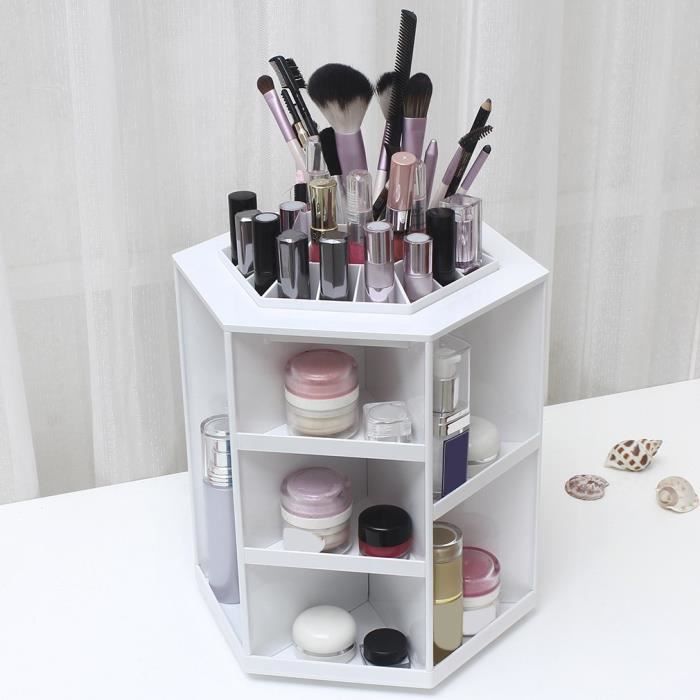Boite De Rangement Maquillage Cosmetiques Rotatif 360 Blanc