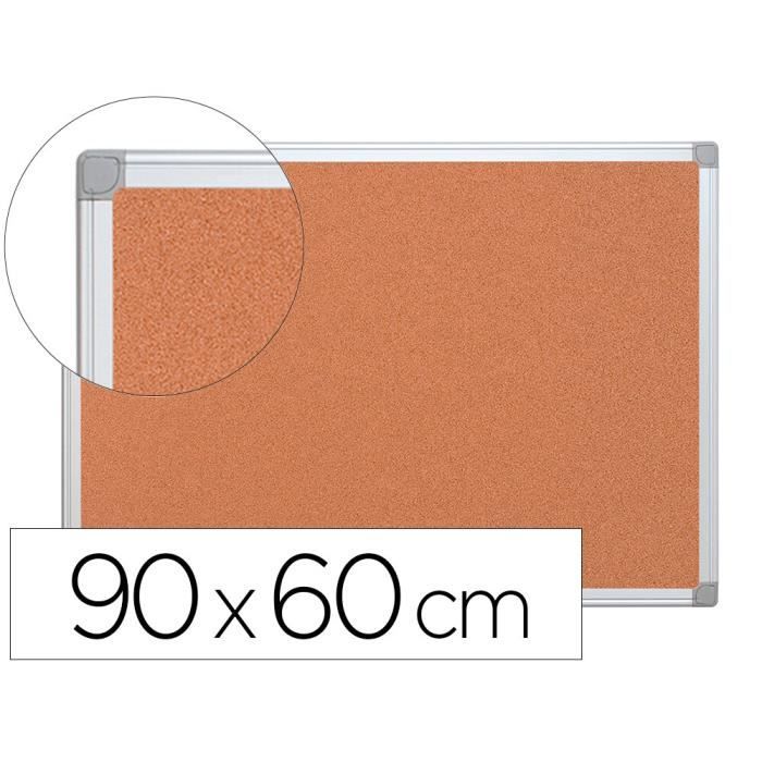 Tableau liège q-connect mural cadre aluminium résistance humidité accessoires fixation mur 1mm épaisseur 90x60cm