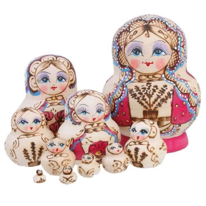 Activit Lot 10 Poup e Russe en bois Matriochka Fait Main Peinture