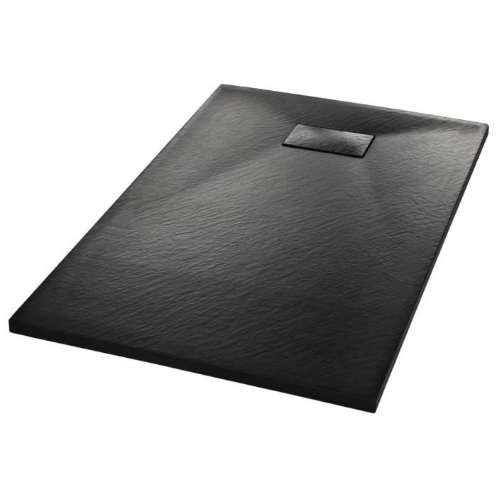 Bac de douche - SALALIS - SMC Noir - 100 x 80 cm - Antidérapant - Résistant aux égratignures