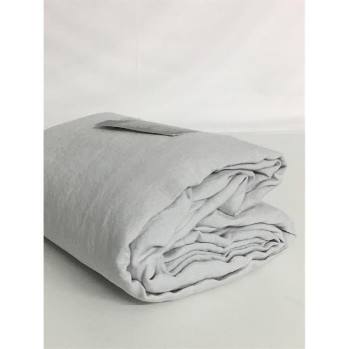 Drap Housse 100 Lin Lave Bonnet De 30 Cm 160x200 Gris Perle Achat Vente Housse De Couette Seule Cdiscount