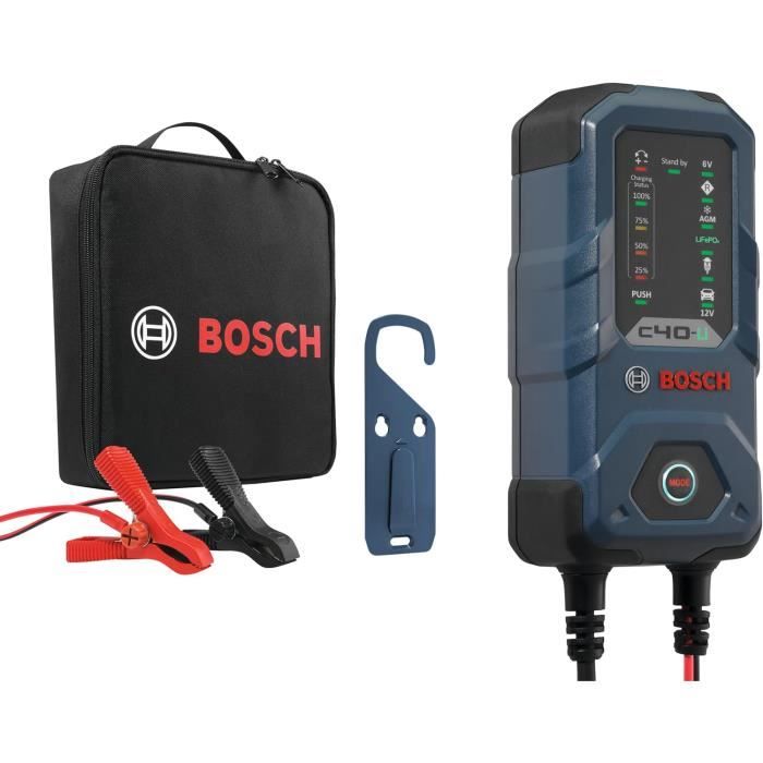 Bosch C40-Li Chargeur De Batterie Voiture - 5 Ampères Avec Fonction De Maintien, 6-12V Pour Batteries Lithium-Ion, Plomb-Acid[J41]