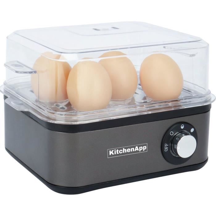 Cuiseur à Œufs Royal Catering RCEB-8T - 8 Œufs, 2600W, Acier Inox - Cuillères Colorées - Pro