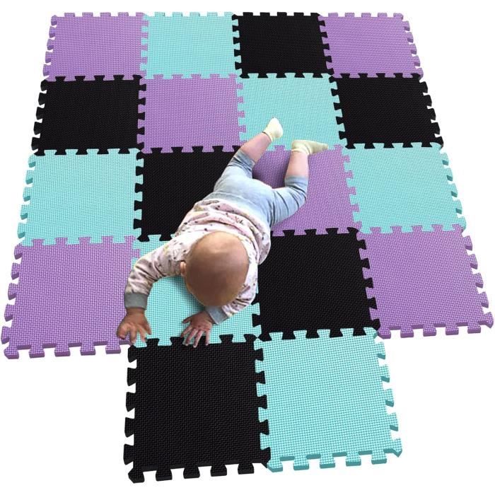 HUOLE Tapis Puzzle Mousse EVA – 24 Dalles 32,5x32,5 Cm, Épais Et Antidérapant Pour Bébé