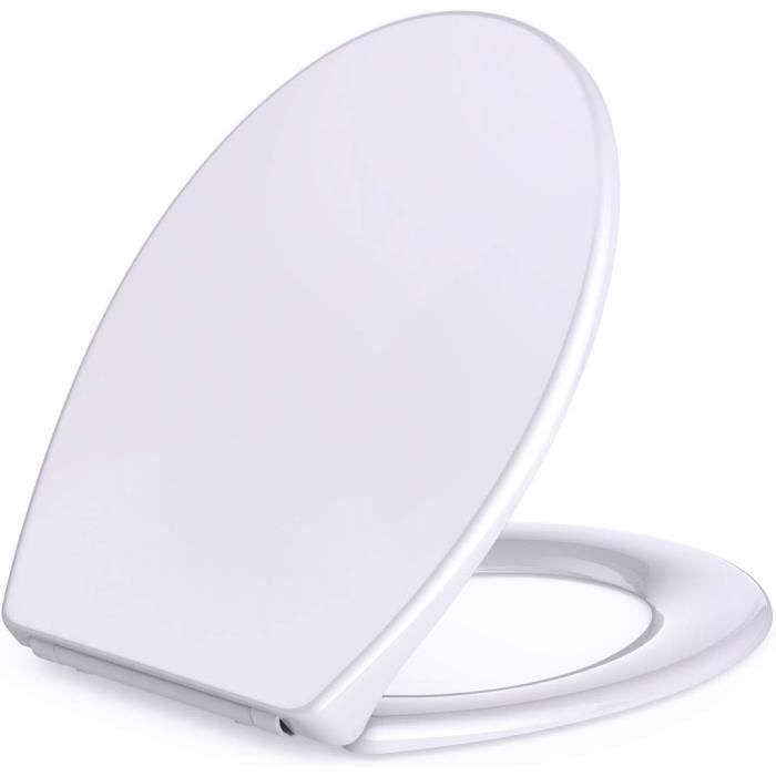 Abattant WC Frein De Chute Duroplast Siège Toilette Fermeture Douce Charnières Métalliques - Blanc