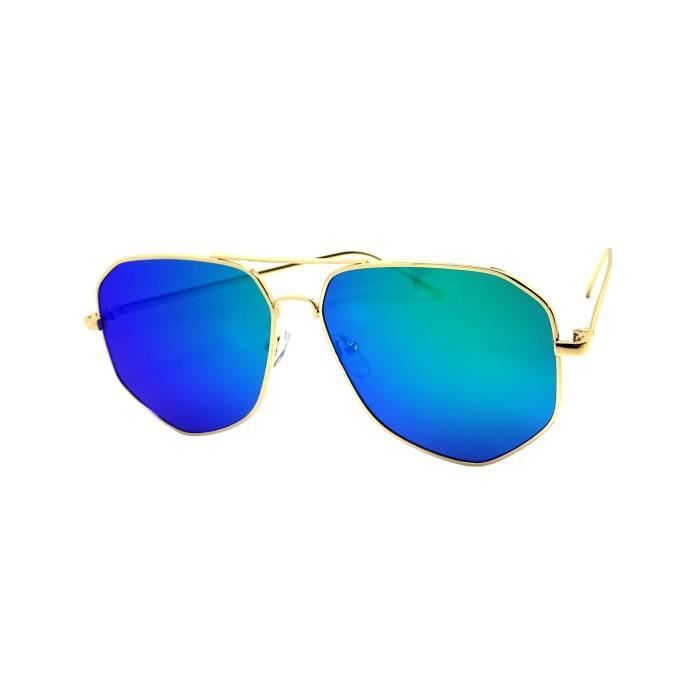 LUNETTES SOLEIL VERRES PLATS BLEU CRÉATEUR NEW AVIATOR AVIATEUR