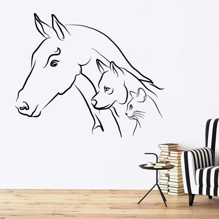 Stickers Muraux Cheval Chien Chat Lapin Achat Vente Pas Cher