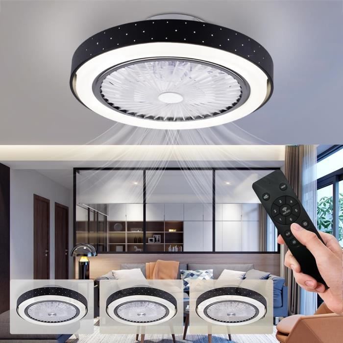 Ventilateur De Plafond Avec Lumière LED - 48cm, 6 Vitesses Réversibles, 3 Couleurs, Mémoire - Silencieux Pour Cuisine/Chambre - 8