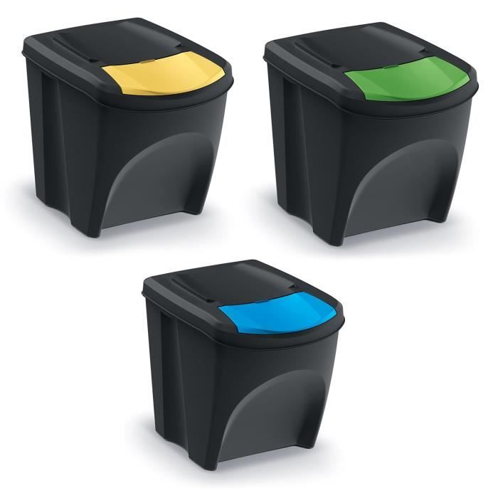 Keden – Set mit 5 Sortibox-Abfallbehältern für Recycling, Grau, 5 x 25 l | METRO