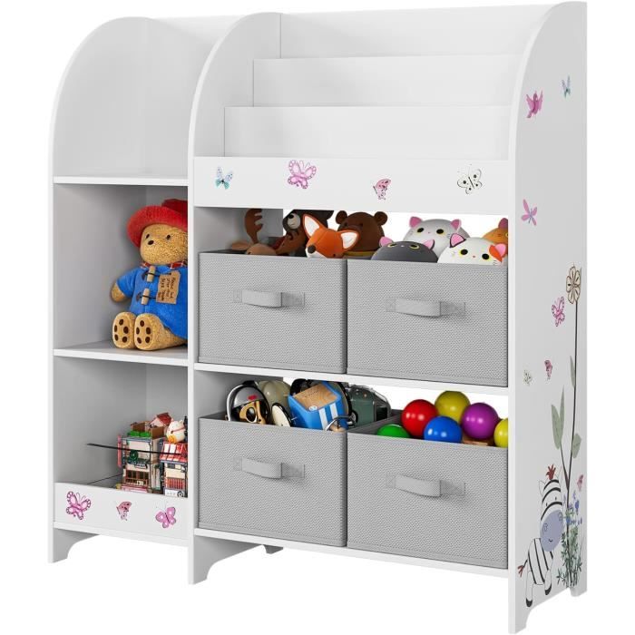 Meuble De Rangement Enfant 9 Tiroirs AIYAPLAY - 4 Niveaux, Placard, étagères, Blanc/rose, 92x30x80 Cm
