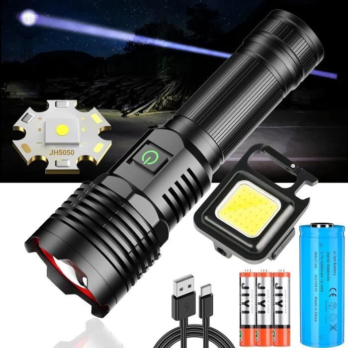 Relybo Torche LED Super Puissante 30000 Lumens – Lampe De Poche Rechargeable Ultra-brillante En Aluminium Pour Camping Et Urgences
