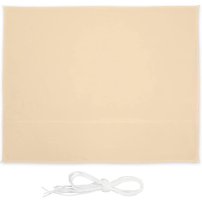 Voile D'Ombrage Rectangle Relaxdays 3,5x4,5m - Anti-UV, Imperméable - Pour Terrasse, Balcon, Jardin