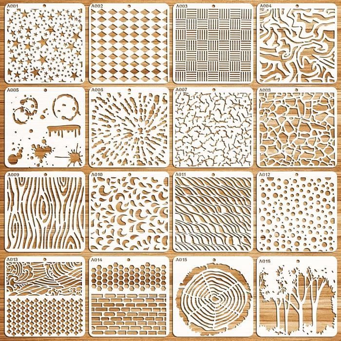 Pochoir Scrapbooking OOTSR 6 Pièces Pochoirs De Peinture En Plastique Réutilisables, Pochoirs De Dessin De Peinture Pour DIY Scrapbooking Bois Meubles Mur Maison Design Sashiko Kit