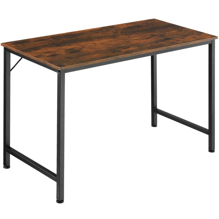 Table de bureau Jenkins - bois foncé industriel - 120 cm - Cdiscount Maison