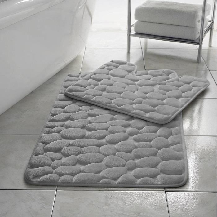 Tapis De Bain En Terre De Diatomée – Séchage Rapide, Antidérapant, Design Galets – Rectangle Marron Chaud