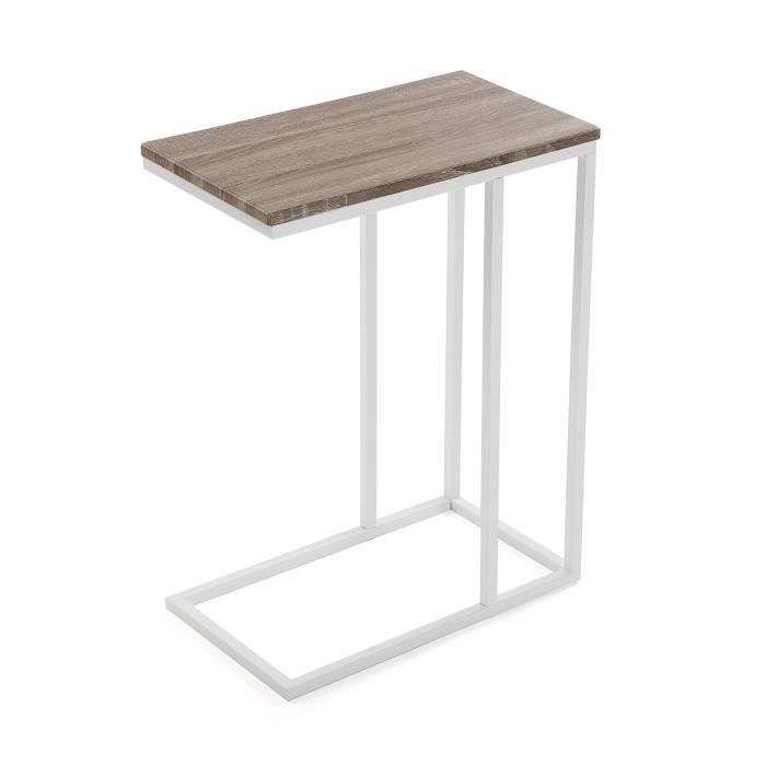 table d'appoint padua - bois et métal - 61 x 26 x 46 cm - marron et blanc - versa