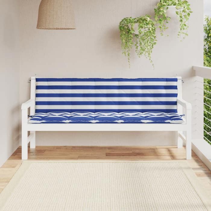 vidaXL Coussins de Banc Rayures BleuesBlanches - vue 2