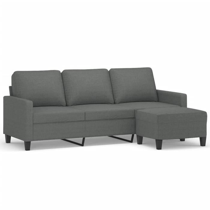 YOSOO Canapé à 3 places avec repose-pieds Gris foncé 180 cm Tissu ...