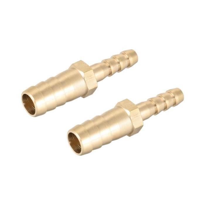 Raccord Cannelé En Laiton 10mm - Filetage G1/2 Femelle - Pour Eau, Air, Carburant - Lot De 2 - Doré