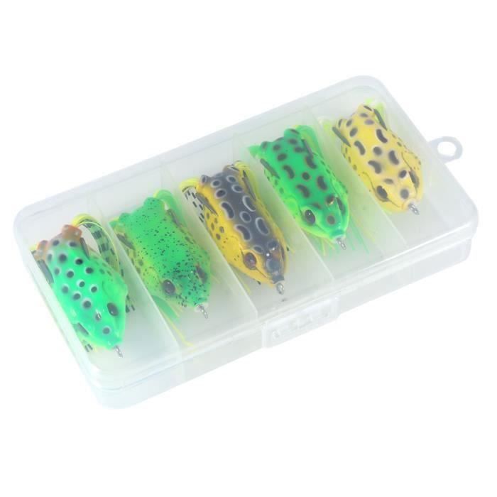 5 Leurres Grenouille Topwater - Appâts Pêche Souples Avec Yeux 3D - Pour Brochet, Perche Et Carnassiers