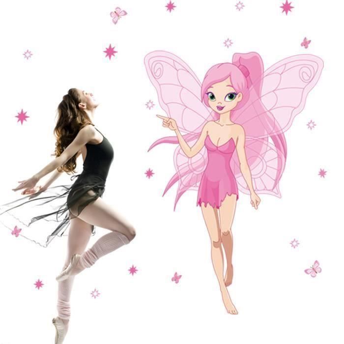 Sticker Decoration Murale Salon Chambre Jeune Fille Princesse Rose Ange C Cadeau Porte Cles Jpb Jouet Cdiscount Puericulture Eveil Bebe