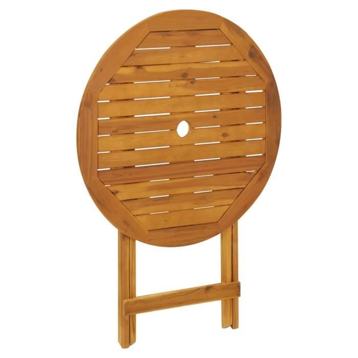 Zerodis Table pliable de jardin 70 cm Bois dacacia solide RE388