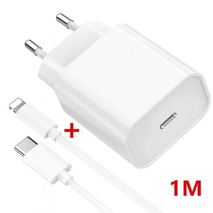 Chargeur Rapide 20W + Câble 1M USB C Pour iPhone 14/14 Plus/14 Pro/14 Pro  Max/13/12/11/SE/iPad Pro - Cdiscount Téléphonie