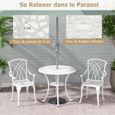 COSTWAY 5 Pcs Salon de Jardin en Fonte d'Aluminium - Trou pour Parasol Repose-pieds Réglables - Ensemble de Table Ronde et 4 Chaises-1