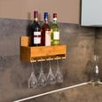 Relaxdays Étagère à vin Porte-verres fixation murale Porte-bouteilles Support cuisine Déco bambou H x l x P: 17 x 37 x 11,5 cm 4-1