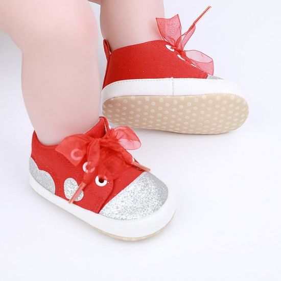 Baskets Bebe Fille 0 18 Mois Chaussure De Basket De Sport Mixte Bebe Premier Pas Antiderapants Rouge Cdiscount Chaussures