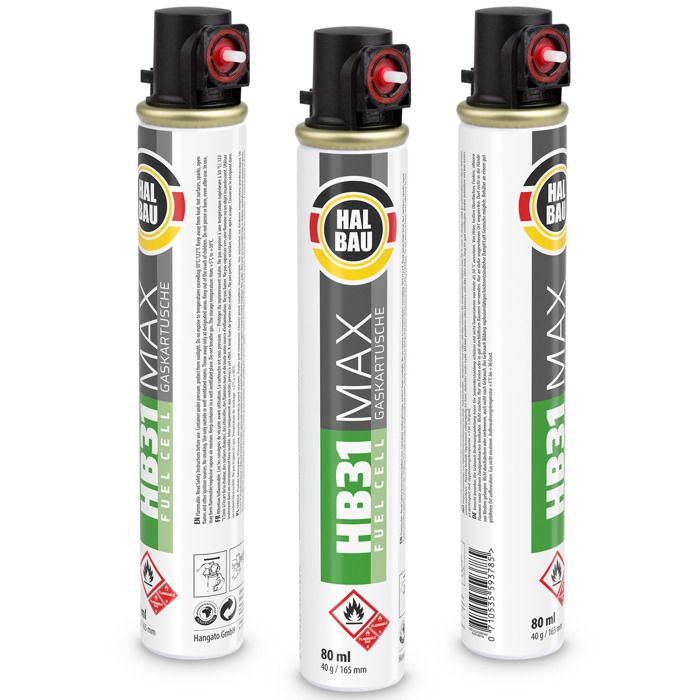Lot De 6 Cartouches De Gaz Halbau HB31 - 80 Ml, Anneau Rouge, Toutes Saisons, Pour Cloueurs à Gaz Professionnels Cartouches 165 Mm Anneau Rouge