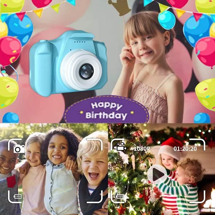 OMWay Appareil photo numérique pour enfant, grand écran 2,4'' HD 1080p,  selfie 20 Mpx, jouet pour garçon de 3 à 10 ans, cadeau de Noël  d'anniversaire pour garçon de 4 à 5