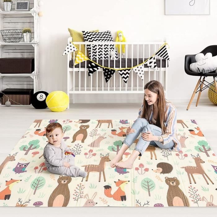 Giantex tapis de jeu pour bébé pliable 200x180x1,4cm avec l'image