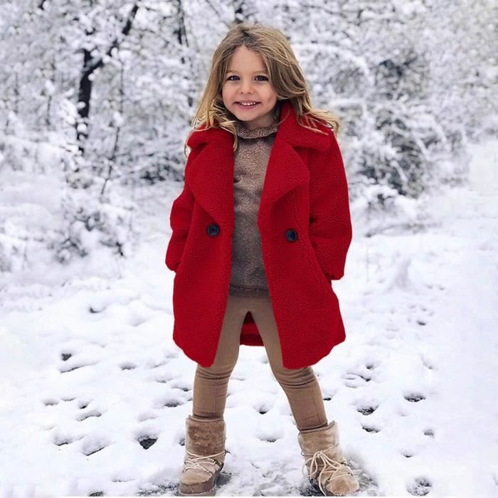 Enfants Fille Manteau Fausse Fourrure Peluche Coton Blousons Bebe Fille Mode Hiver Boutons BLOUSON PERFECTO BOMBER Rouge Rouge Cdiscount Pret a Porter