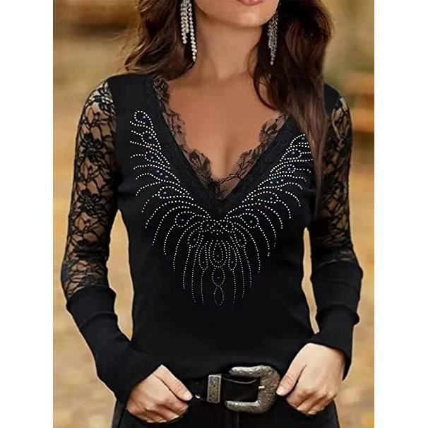 T shirt dentelle discount femme