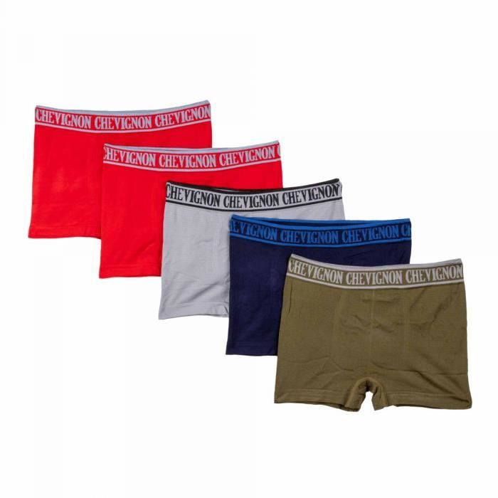 Boxers sans couture stretch lot x5 Djino Homme CHEVIGNON Kaki