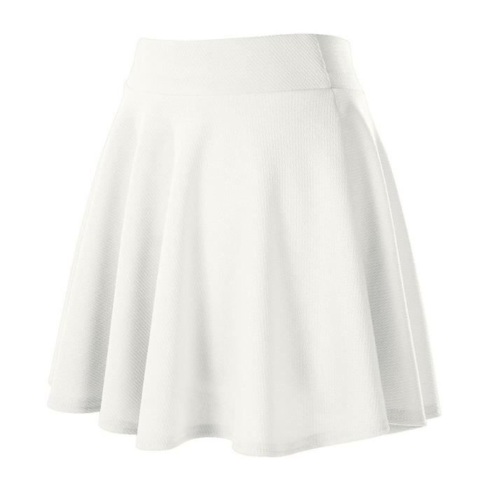 Jupe Plissee Patineuse Blanche pour Femme Retro et Basique Tissu Extensible Confortable Blanc Cdiscount Pret a Porter