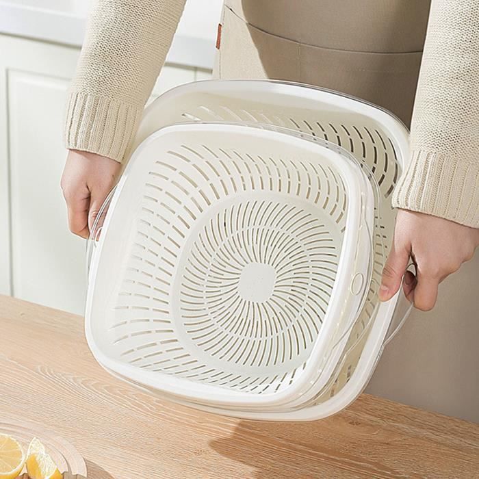 Passoire Double Couche Pratique Pour Fruits, Légumes Et Pâtes – Égouttoir Et Panier De Lavage En Plastique Résistant