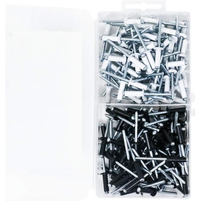 T.K.Excellent Lot de 160 rivets pop en acier alm avec petite tête Noir et  blanc M4,8 16 mm28 - Cdiscount Bricolage